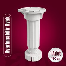 Badem10 Ayarlanabilir 1 Adet (10+2 Cm) Plastik Ayak Dolap Mobilya Tezgah Yükseltici Yükseltme Ayağı Gri