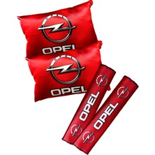 Tusba Market Opel Logolu Dijital Baskılı Kırmızı Araç Boyun Yastığı & Emniyet Kemer Pedi – 2’li Set