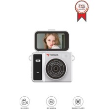 Torima Mini Dijital Kamera 2k Flip Ekranlı Selfie Video Vlog Kamerası CMR46 Siyah