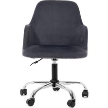 Sude Çalışma Koltuğu Krom Metal Ayaklı Tekerlekli Ofis Sandalyesi – Baby Face Kumaş