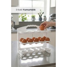 Orvila 3 Katlı Yumurtalık 30 Bölmeli Yumurta Kutusu Buzdolabı Organizer Kutu