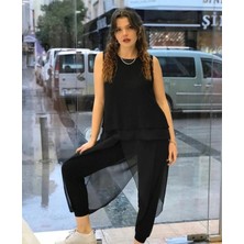 Kadın Şifon Detaylı Lastikli Şalvar Pantolon