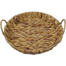 Balsa Yuvarlak Hasır Tepsi 22 Cm, Şık ve Doğal Servis Aksesuarı