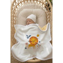 Messido Plus Çift Taraflı - Interlok Bebek Battaniyesi 80X80CM - Sevimli Aslan