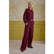 HE-QA Düz Kesim Pantolon Bordo
