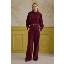 HE-QA Düz Kesim Pantolon Bordo