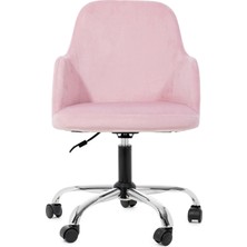 Sude Çalışma Koltuğu Krom Metal Ayaklı Tekerlekli Ofis Sandalyesi – Baby Face Kumaş