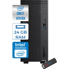 Asus Expertcenter D501MER  Intel® Core™ İ7-14700 24GB Ddr5 512GB SSD Intel® UHD Graphics 770 WIN11PRO Mini Tower Masaüstü Bilgisayar WD501MERP07+ZETTAUSBBELLEK