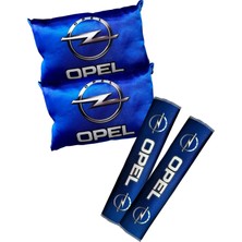 Tusba Market Opel Logolu Dijital Baskılı Mavi Araç Boyun Yastığı & Emniyet Kemer Pedi – 2’li Set