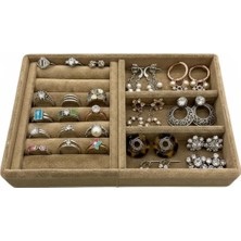 Yerli Üretim Süet Kumaş Takı Standı, Sütlü Kahve, 22X14 cm