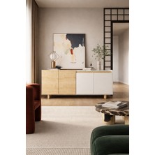 VM VERTEX MOBİLYA Ravenna Modern Konsol 180 cm Safir Meşe-Beyaz