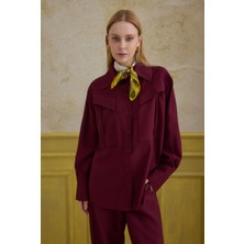 HE-QA Modern Cep Detaylı Gömlek Bordo