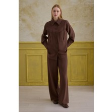 HE-QA Düz Kesim Pantolon Kahve