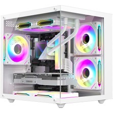 Xaser Beyaz Cube 5x Argb Fan Tuş Kontrol 650W 80+ Akvaryum Kasa
