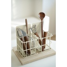 2'li Krem Metal Tel Mutfak Düzenleyici Seti, Pratik Saklama Çözümü