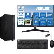 Asus Expertcenter D501MER  Intel® Core™ İ7-14700 128GB Ddr5 4tb SSD 4GB/GT1030  WIN11HOME +27" 120Hz Monitör Mini Tower Masaüstü Bilgisayar 27WD501MER21H40+ZETTAUSBBELLEK