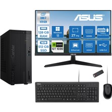 Asus Expertcenter D501MER  Intel® Core™ İ7-14700 128GB Ddr5 512GB SSD 4GB/GT1030  WIN11HOME +27" 120Hz Monitör Mini Tower Masaüstü Bilgisayar 27WD501MER21H37+ZETTAUSBBELLEK