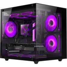 Xaser Siyah Cube 5x Argb Fan Tuş Kontrol 650W 80+ Akvaryum Kasa