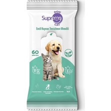 Supreme Yeşil Çaylı Kedi ve Köpek Temizleme Mendili 60 Adet 3'lü Paket