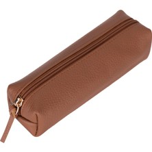 PLM Gerçek Deri Kalem Kutusu,el Yapımı Fermuarlı Kılıf, Tan Rengi