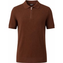 Plus Scorpion Erkek Polo Yaka Armürlü Fermuar Detaylı Slim Fit Triko Tişört