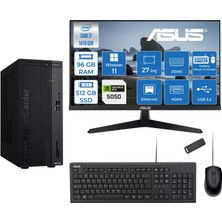 Asus Expertcenter D501MER  Intel® Core™ İ7-14700 96GB Ddr5 512GB SSD 8GB/RTX5050 WIN11HOME +27" 120Hz Monitör Mini Tower Masaüstü Bilgisayar 27WD501MER27H32+ZETTAUSBBELLEK