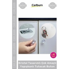 Carlburn Özel Üretim Elmas Şık Vidasız Kulp 4 Adet Kristal Tasarımlı Çok Amaçlı Yapışkanlı Tutacak Buton