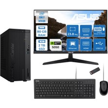 Asus Expertcenter D501MER  Intel® Core™ İ7-14700 80GB Ddr5 2tb SSD 8GB/RTX5050 Freedos +23.8" 120Hz Monitör Mini Tower Masaüstü Bilgisayar 238WD501MER27F29+ZETTAUSBBELLEK