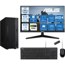 Asus Expertcenter D501MER  Intel® Core™ İ7-14700 48GB Ddr5 1tb SSD 8GB/RTX5050 WIN11HOME +27" 120Hz Monitör Mini Tower Masaüstü Bilgisayar 27WD501MER27H18+ZETTAUSBBELLEK
