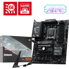 MSI Msı MB B850 Gamıng Pro WIFI6E Am5 Ddr5 8200MHZ(OC) Dp 1x HDMI 2x M.2 4x Pcı-E X16 USB 10GBS 2,5g Lan Wı-Fı 6e Atx