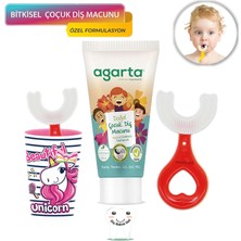 Mas Lord U Tipi Yeni Nesil Diş Fırçası Seti - Pembe Fırçalık + Kırmızı Kalp 2-6 Yaş 