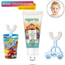 Mas Lord U Tipi Yeni Nesil Diş Fırçası Seti - Mavi Fırçalık + Mavi Kalp 2-6 Yaş + Agarta Çocuk Diş Macunu