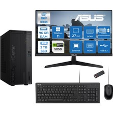 Asus Expertcenter D501MER  Intel® Core™ İ7-14700 96GB Ddr5 2tb SSD 8GB/RTX5050 WIN11PRO +27" 120Hz Monitör Mini Tower Masaüstü Bilgisayar 27WD501MER27P34+ZETTAUSBBELLEK