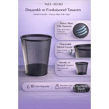 Need Tam Delikli Metal Fileli Siyah Çöp Kovası - ND-1030