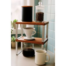 2'li Ahşap Tezgah Üstü ve Dolap Içi Düzenleyici Raf, Metal Ayaklı