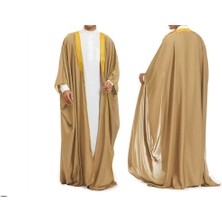 AGM Erkekler Bisht Abaya ,  Müslüman Thobe Jubba Elbise ,saten Nakışlı Kaftan , Islami Giyim Erkek Elbisesi