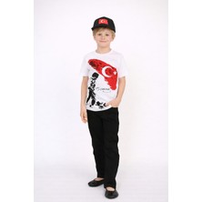 Dıgıl Kids Erkek Çocuk Türk Bayraklı Kocatepe Atatürk T-Shirt Keten Pantolon Şapka