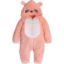 Chicsy Baby Kışlık Tatlı Peluş Pamuklu Göz Nakışlı Kapüşonlu Bebek Çocuk Welsoft Tulum