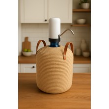 Şık Hasır Ip Kaplamalı Doğal Su Damacana Kılıfı ve Örtüsü