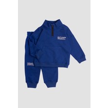 Chicsy Baby Önden Fermuarlı Kanguru Cepli Yazı Baskılı Oversize  Alt Üst Bebek Çocuk Eşorfman Takımı