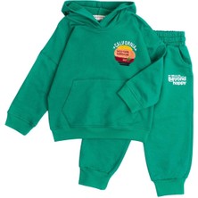 Chicsy Baby Tatlı Nakışlı Oversize  Alt Üst Bebek Çocuk Kapüşonlu Eşorfman Takımı