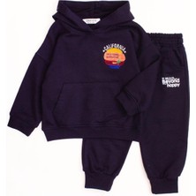 Chicsy Baby Tatlı Nakışlı Oversize  Alt Üst Bebek Çocuk Kapüşonlu Eşorfman Takımı