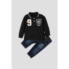 Kidex’s Baby Polo Bebek Takımı Yumuşak Kot Pantolonlu %100 Pamuklu