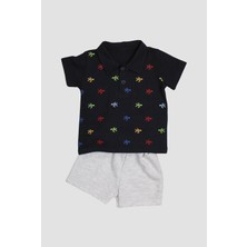 Chicsy Baby Kurbağa Desenli Polo Yakalı 2\'li Alt Üst Takım