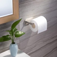 Zift Unique Paslanmaz Çelik Tuvalet Kağıtlığı Yapışkanlı Sistem Modern Tasarım İnox Renk