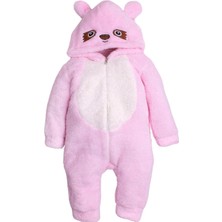 Chicsy Baby Kışlık Tatlı Peluş Pamuklu Göz Nakışlı Kapüşonlu Bebek Çocuk Welsoft Tulum