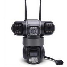 Conio 4g Sım Kartlı 6mp Üçlü Ptz Kamera: 360° Dönebilen, 7/24 Kesintisiz Kayıt, Hareket Sensörlü Alarm, Gece Görüş, Suya Dayanıklı