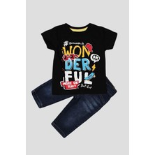 Chicsy Baby Yazı Baskılı Tişört ve Kot  Pantolon 2\'li Takım
