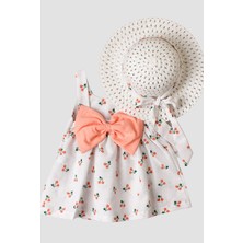 Chicsy Baby Kiraz Desenli Kız Bebek Elbisesi Fiyonklu Şapkalı Prenses Kesim Doğum Günü İçin