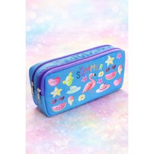 Era Flamingo Meyve Desenli Iki Bölmeli Çocuk Okul Mavi Renkli Kız Kalemlik Kalem Kutusu 21 x 11 x 6 cm